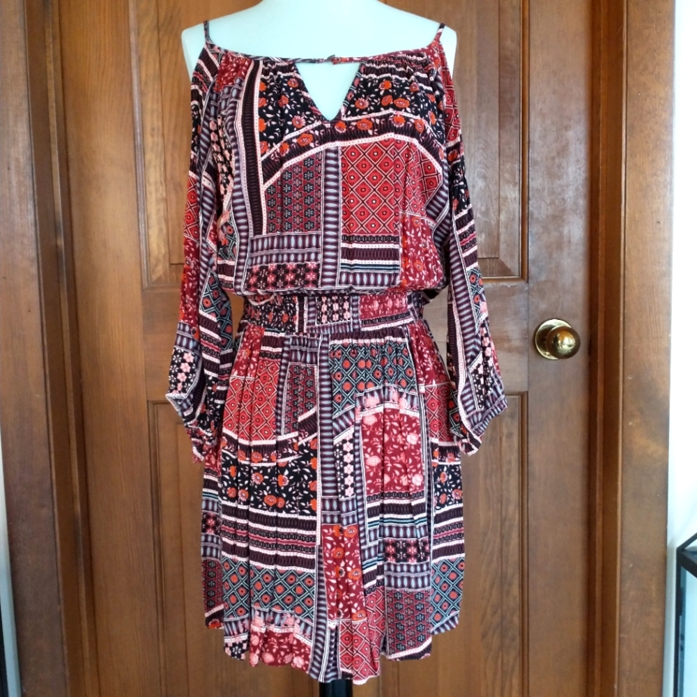 American Eagle Cold-Shoulder Boho Dress